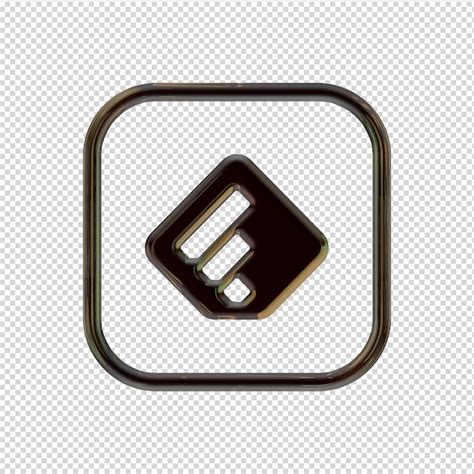 D Render Feedly Icono Negro Brillante Archivo Psd Premium