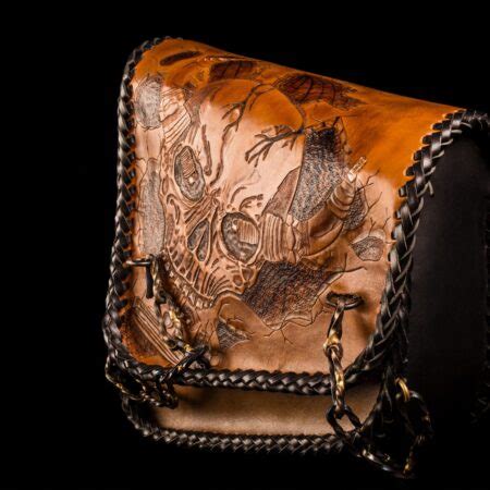 Carved Leather Motorcycle Saddlebag Bobber Seat Wallet Bybodzi