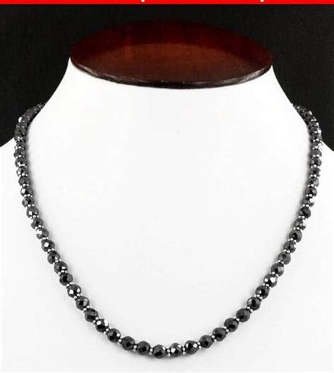 Mm Black Diamond Faceted Beads Necklace With Silver Findings Etsy