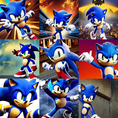 Sonic The Hedgehog As Batman Promotional Render Stable Diffusion