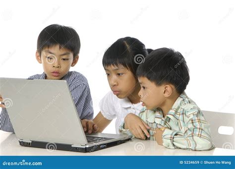 Kids Playing Computer Royalty Free Stock Images Image 5234659