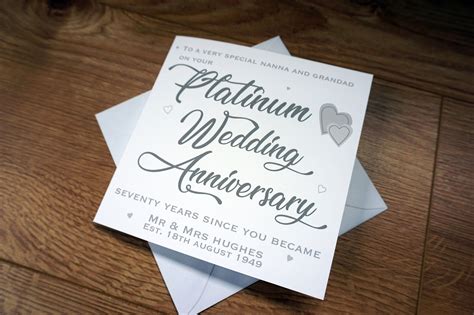 Personalised Platinum 70th Wedding Anniversary Card Husband Wife Mum