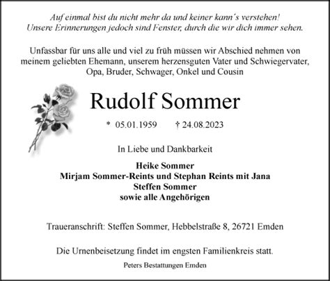 Traueranzeigen Von Rudolf Sommer Nordwest Trauer De