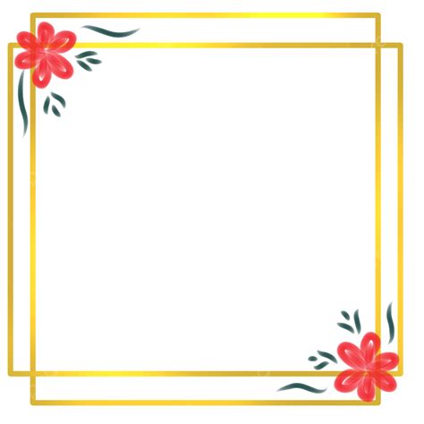 Golden Flower Frame Png Picture Golden Frame With Red Flower Golden