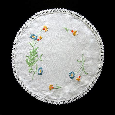 Vintage Doily Hand Embroidered Doily Floral Doily Etsy In 2020 Hand