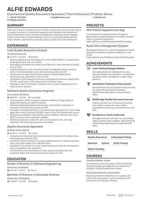 Software Tester Cv Examples Guide For