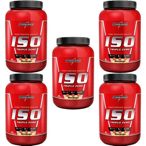 Kit 5X Whey Iso Triple Zero 907g Morango IntegralMédica OtimaNutri