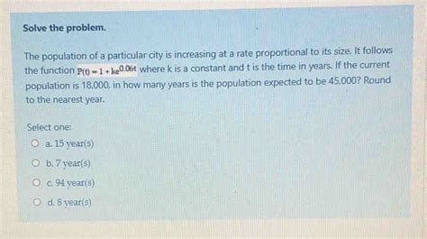 Solved Solve The Problem The Population Of A Particular City Is