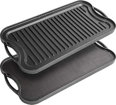 Non Stick Cast Iron Reversible Griddle Plate Pan Bbq Grill Hob