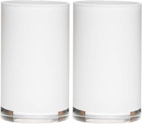 Set Van X Stuks Witte Home Basics Cylinder Vorm Vaas Vazen Van Wit