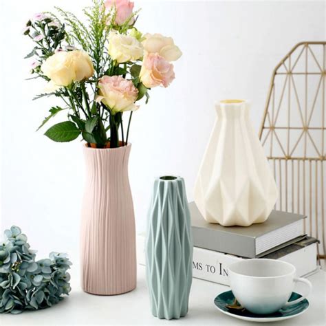 New Flower Vase Decoration Home Plastic Vase White Imitation Ceramic