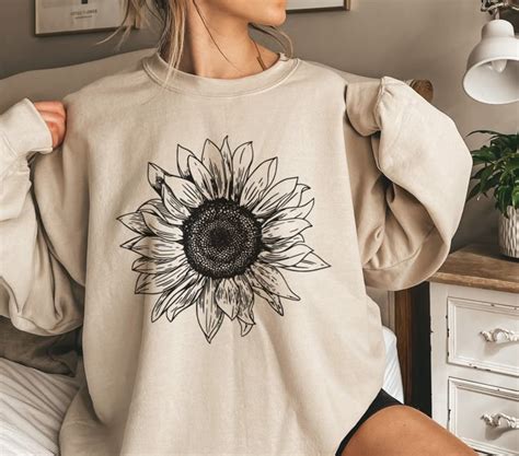 Sunflower Sweatshirt Sunflower Graphic Tee Boho Flower Shirt Wildflower