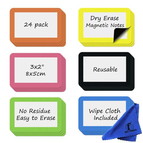 Dry Erase Magnets X Colored Edges Navy Penguin