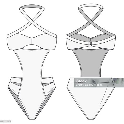 Swimwear Fashion Flat Template Swimsuit Fashion Technical Drawing