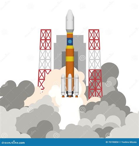 Illustration Of Rocket Launch Stock Vector Illustration Of Fire