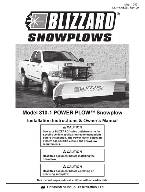 BLIZZARD POWER PLOW 810 1 INSTALLATION INSTRUCTIONS OWNER S MANUAL