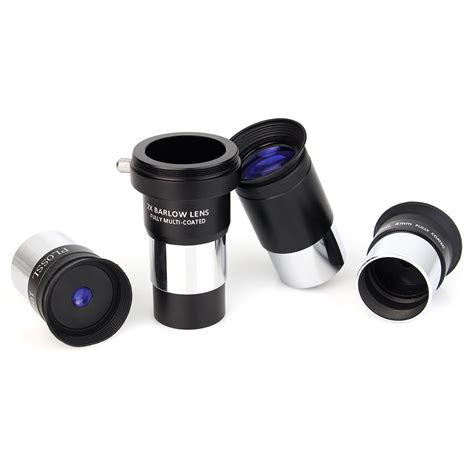 1 25 Plossl Telescopes Eyepiece Set 4 10 25mm 2X Barlow Lens Kit For