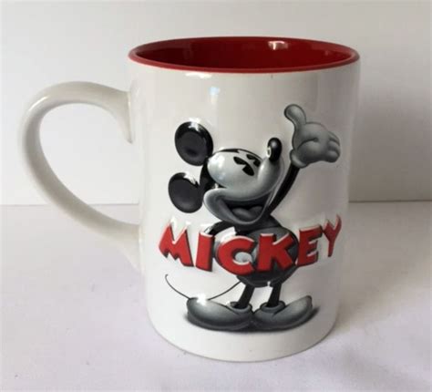 Disney Mickey Mouse Mug Red White Black D Large Coffee Cup Oz