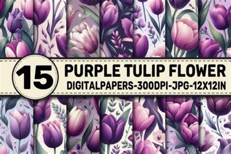 Purple Tulip Flower Digital Papers Graphic By Elksartstudio Creative