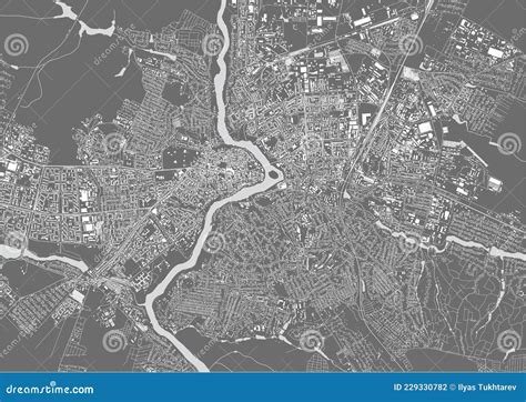 Map of the City of Vinnytsia, Ukraine Stock Vector - Illustration of monochrome, draft: 229330782