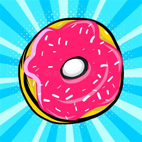 Doughnut Donut Cartoon Pop Art Stock Vector - Illustration of graphic, dessert: 128019091