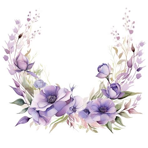 Premium Ai Image Purple Flowers Are Arranged In A Circle On A White Background Generative Ai