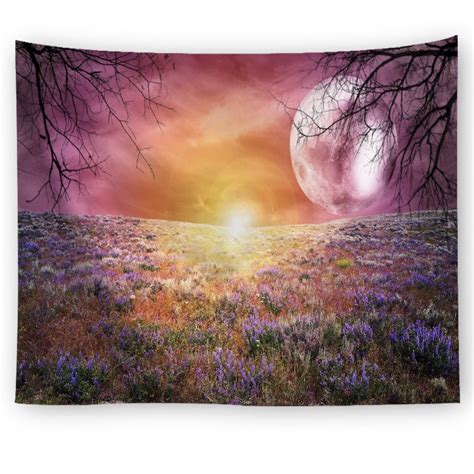 5 Sizes Psychedelic Sunset Flower Tapestry Landscape Printing Wall