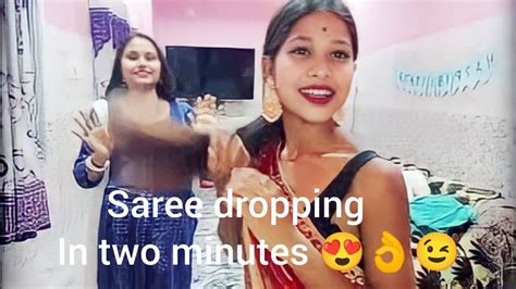 Saree Dropping In 2 Minutes Simple Saree Dropping 👌very Beautiful New Video Ganga455