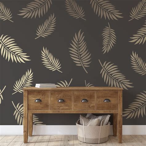 Single Palm Leaf Pattern Wall Stencil Durable And Reusable Etsy