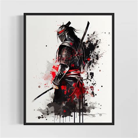 Samurai Warrior Watercolor Art Print Samurai Warrior Painting Etsy