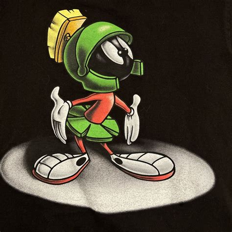 Vtg 90s Marvin The Martian Looney Tunes T Shirt Black Gem