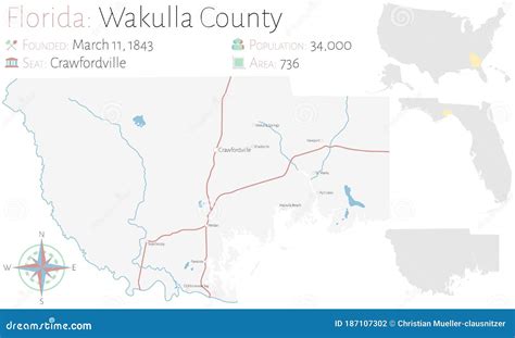 Mapa Del Condado De Wakulla En Florida Ilustraci N Del Vector