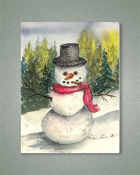 Snowman Watercolor Painting DIGITAL FILE, Christmas, Gift, Watercolor ...