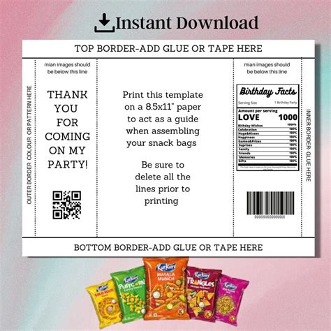 Editable Chip Bag Template Chip Bag Nutritional Label Chip Etsy