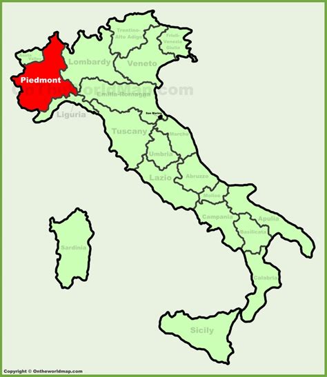 Piemonte Sulla Mappa Dellitalia