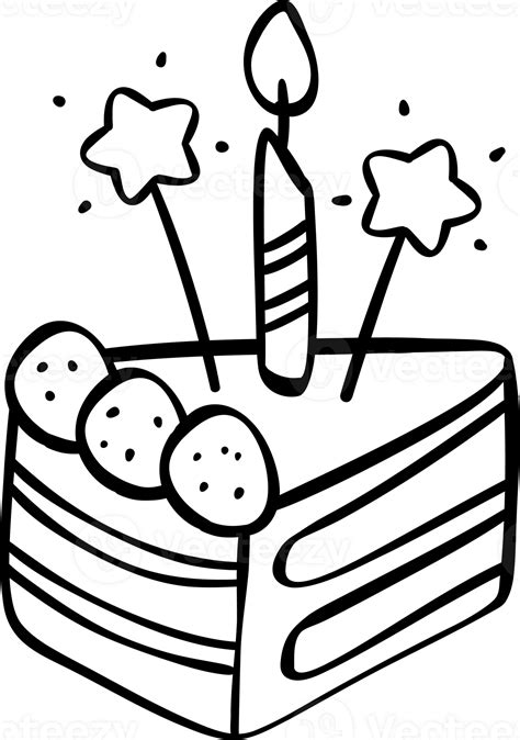 Cute Birthday cake outline doodle cartoon illustration 27205711 PNG