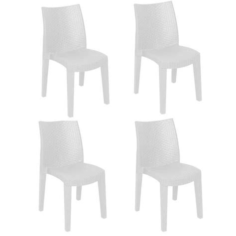 Chaises Empilables Effet Rotin DMORA Blanc Made In Italy 48x55x86