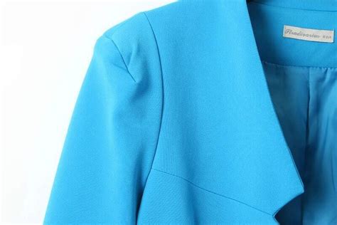 Blue Shoulder Pads Long Sleeve Fitted Blazer Sheinsheinside