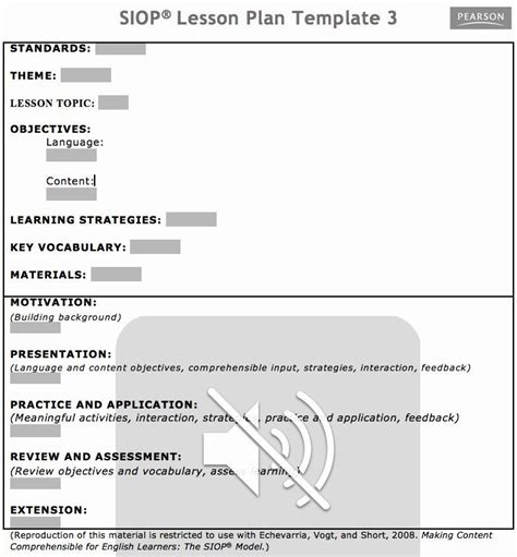 20 Siop Lesson Plan Template 2