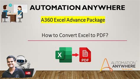 Automation Anywhere Tutorial Convert Excel To Pdfexcel Advance Package Part 2 A360