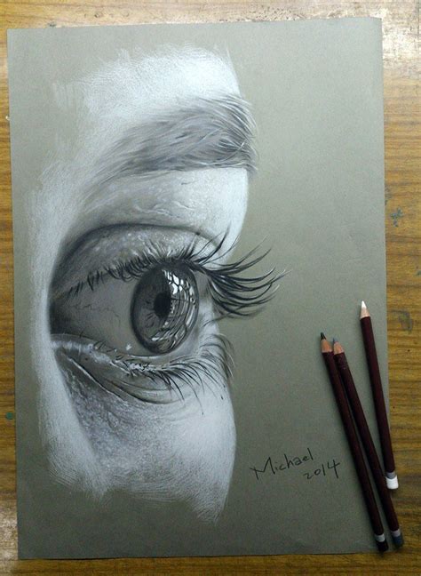 Dibujo De Ojo Con Lagrima Realizado Con Lapices De Grafito 83A