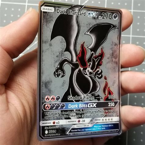 Dark Charizard Gx Full Art Rainbow Holo Custom Orica Pokemon Etsy