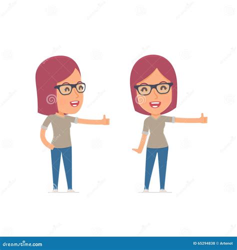 Funny And Cheerful Character Girl Designer Showing Thumb Up Stock