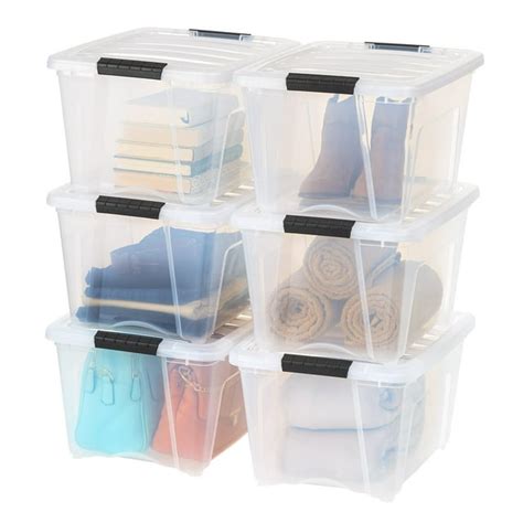 Iris Usa 6 Pack 32 Qt Stackable Bins With Lids Bpa Free Clear