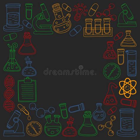 Sistema Del Vector De Química Iconos De La Ciencia Modelo Con Imágenes