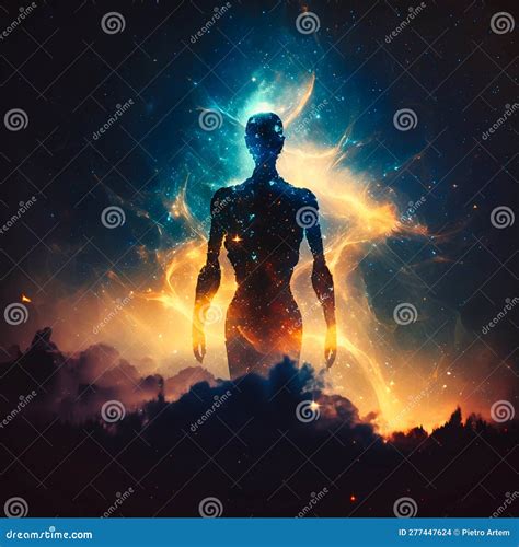 Astral Body Silhouette with Abstract Space Background, Generative AI ...