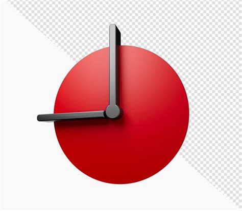 9 O39clock Reloj Rojo Aislado Sobre Fondo Aislado Minimal 3d Reloj 3d