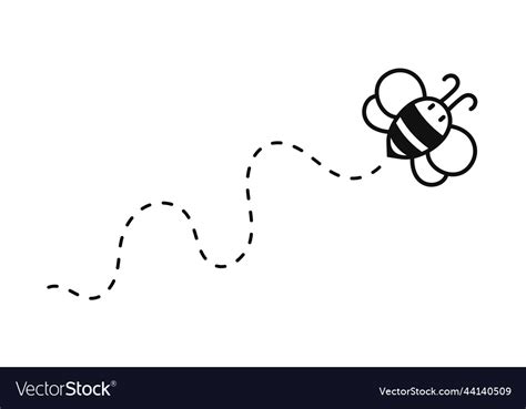 Bee Flying Path A In Dotted Line Royalty Free Vector Image