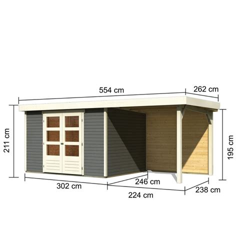 Abri Askola En Bois Gris Mm Avec Appentis Et Paroi Woodfeeling