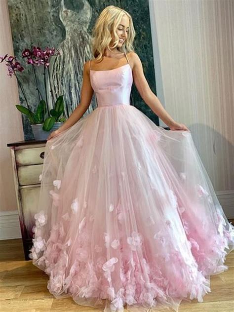 A Line Princess Bateau Tulle Applique Floor Length Sleeveless Dresses